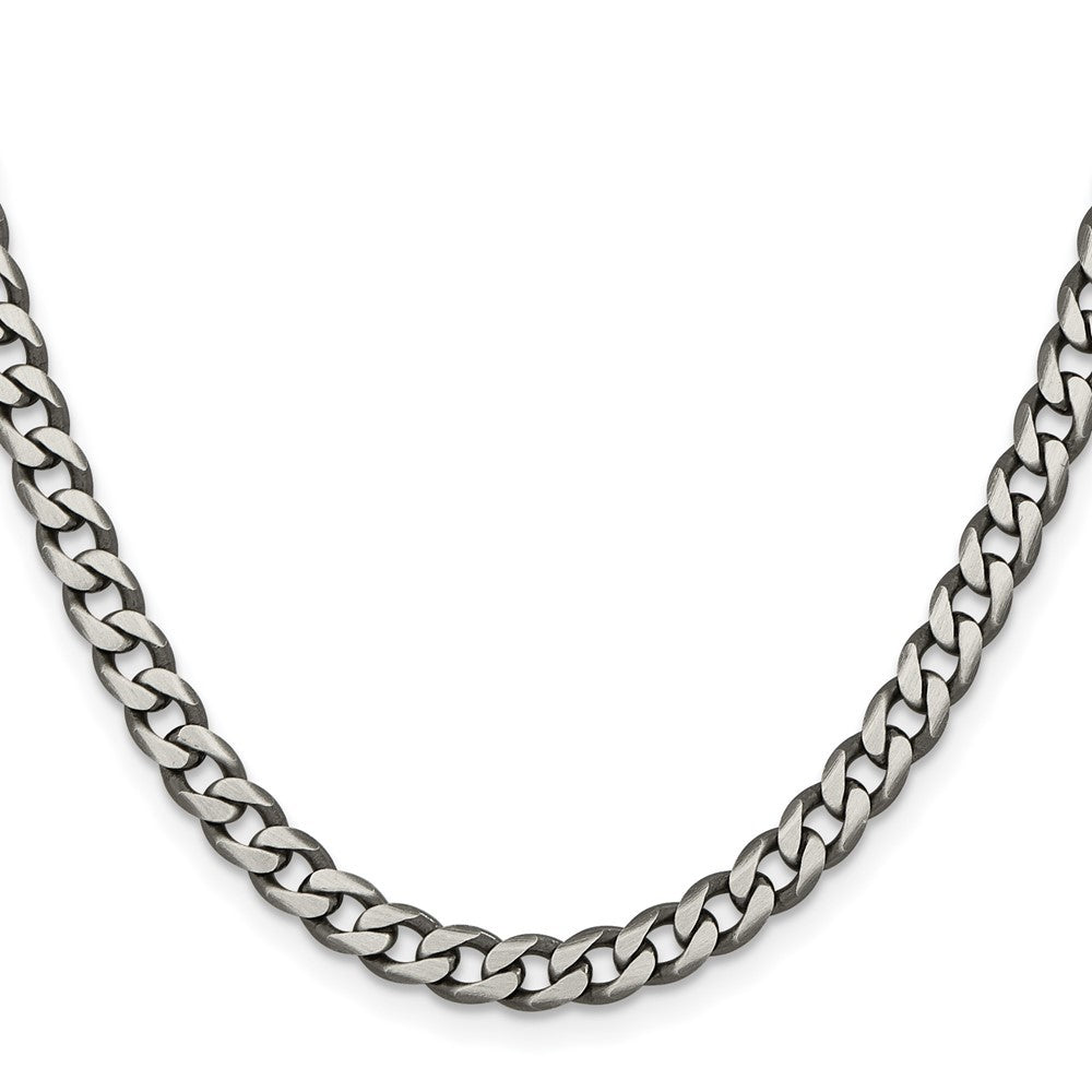 Sterling Silver Antiqued 6.0mm Curb Chain Necklace
