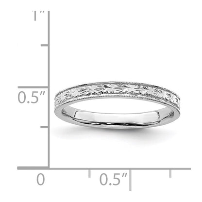 14K White Gold Polished Floral Band Size 7