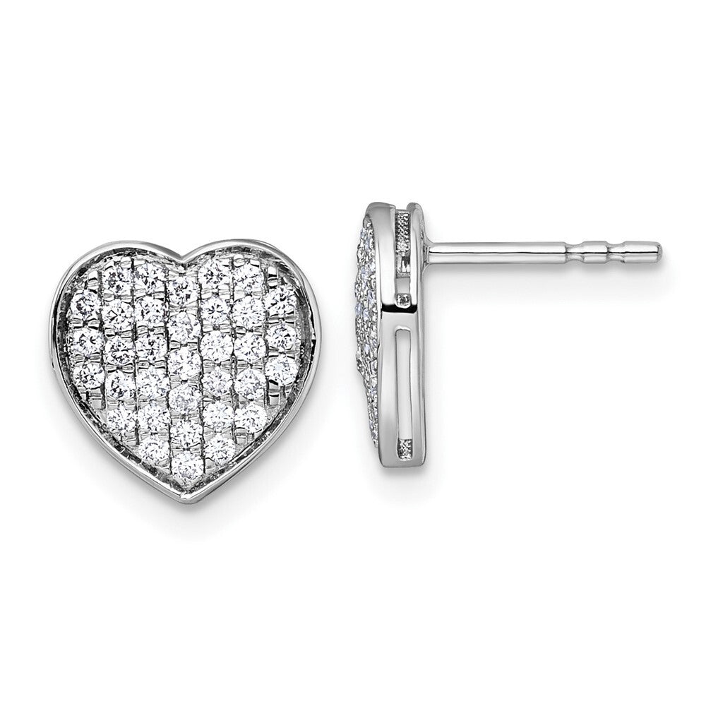 14k White Gold 1/2ct. Diamond Heart Stud Earrings
