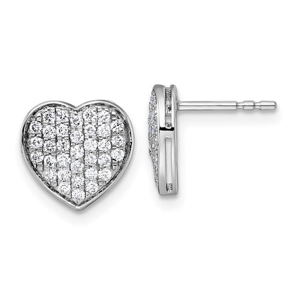 14k White Gold 1/2ct. Diamond Heart Stud Earrings