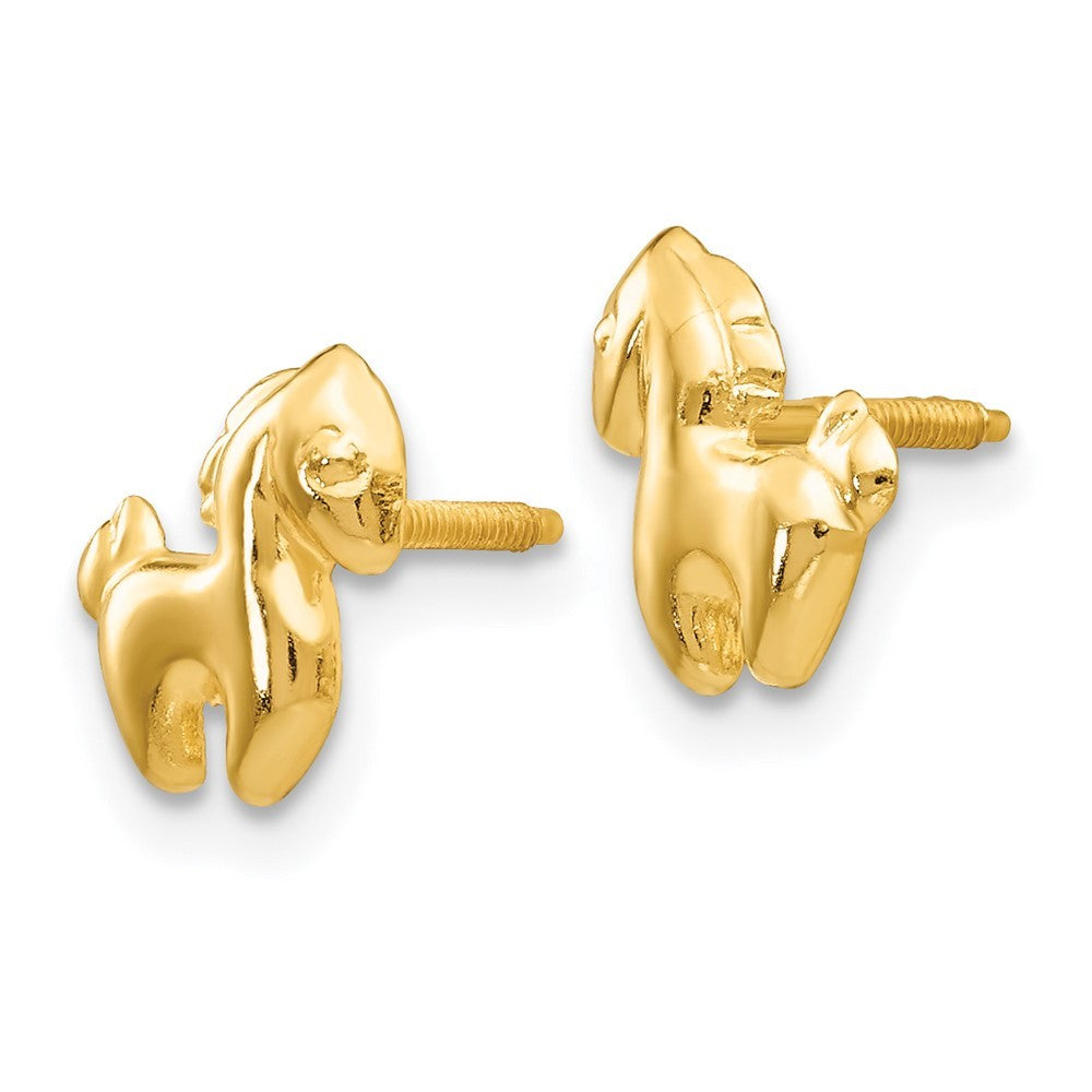 14k Yellow Gold Pony Screwback Earrings