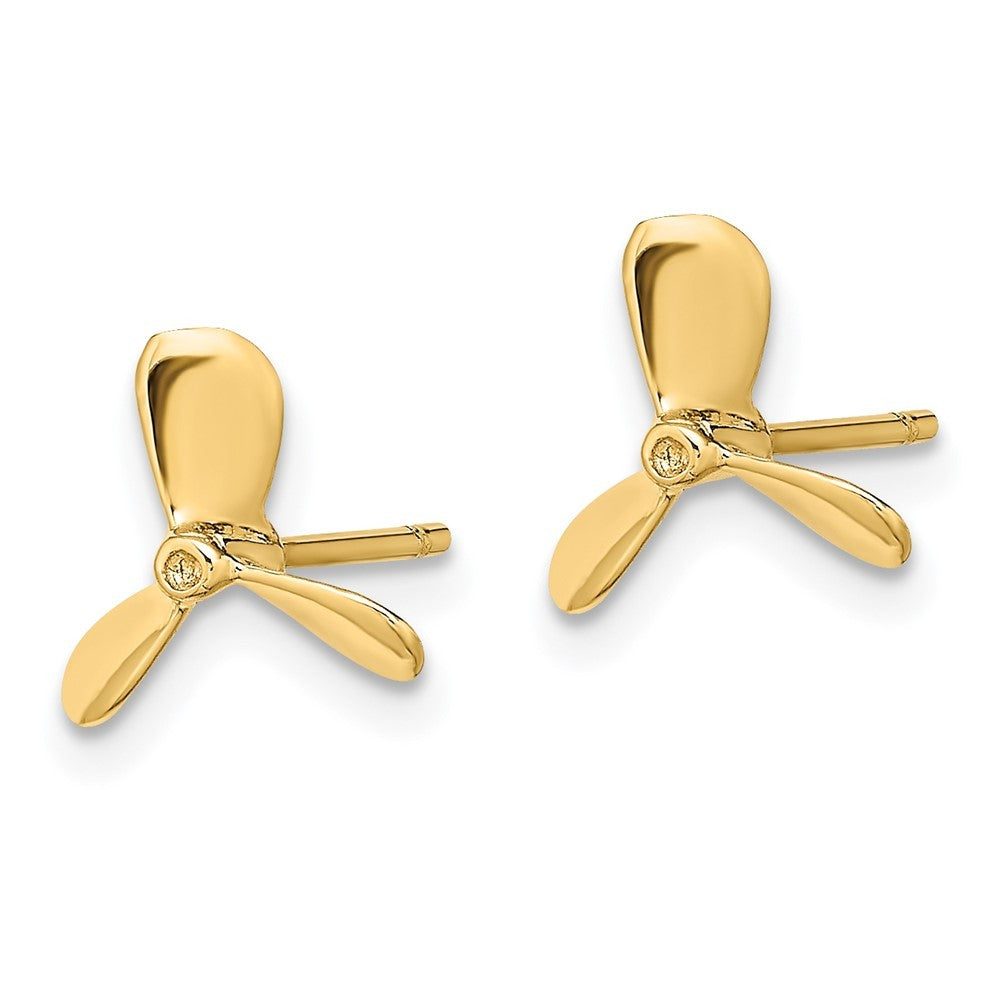 14k Yellow Gold 2-D Propeller Earrings