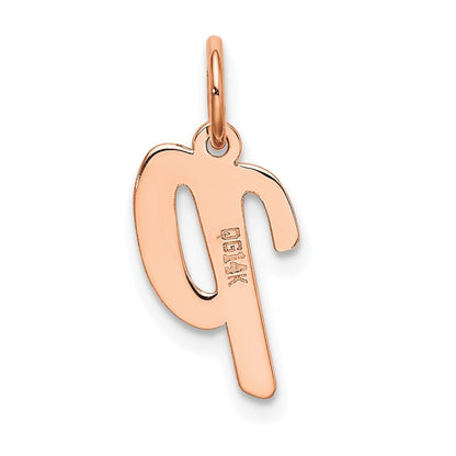 14k Rose Gold Small Script Letter P Initial Charm Pendant for Women