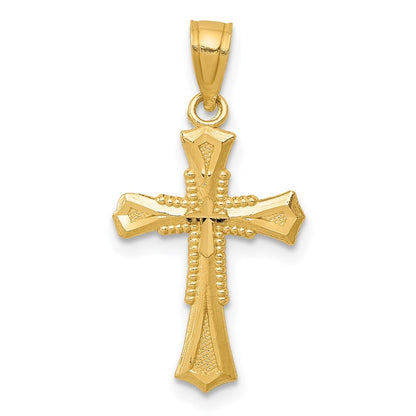 14k Yellow Gold Diamond-cut Cross Pendant