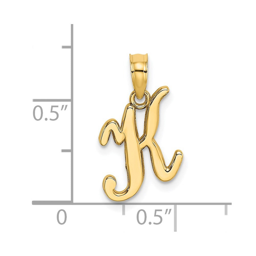 14k Yellow Gold Script Letter K Initial Pendant