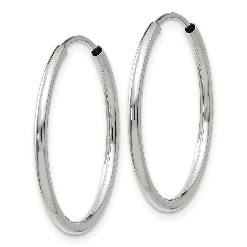 14k White Gold 1.5mm Polished Endless Hoop Earrings Gift for Women