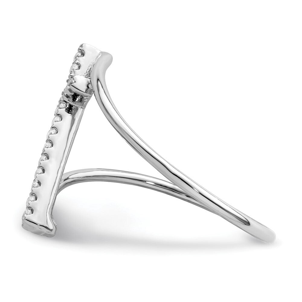 Sterling Silver Rhodium-plated Polished CZ Cross Ring Size 7