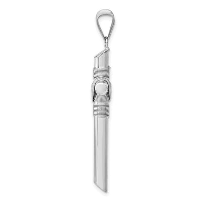 14k White Gold Center Wrap Tube Cross Pendant