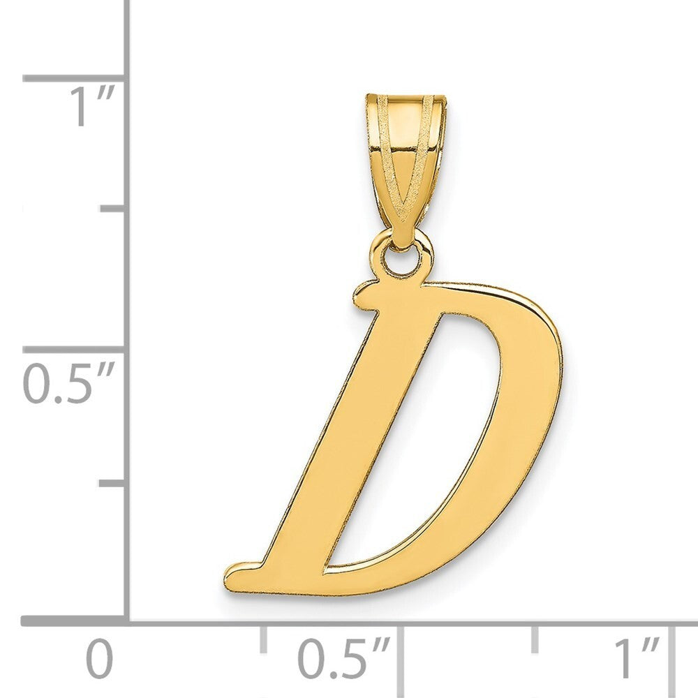 14k Yellow Gold Polished Letter D Initial Pendant for Women
