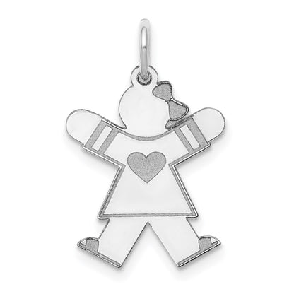 14k White Gold Kid Charm Pendant for Women
