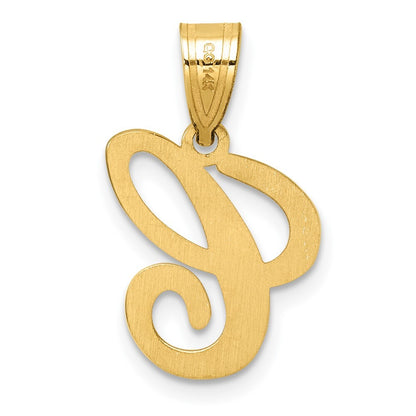 14k Yellow Gold Script Letter C Initial Pendant for Women