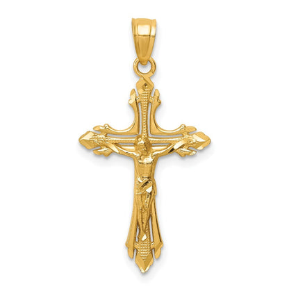14k Yellow Gold Diamond-cut Crucifix Pendant