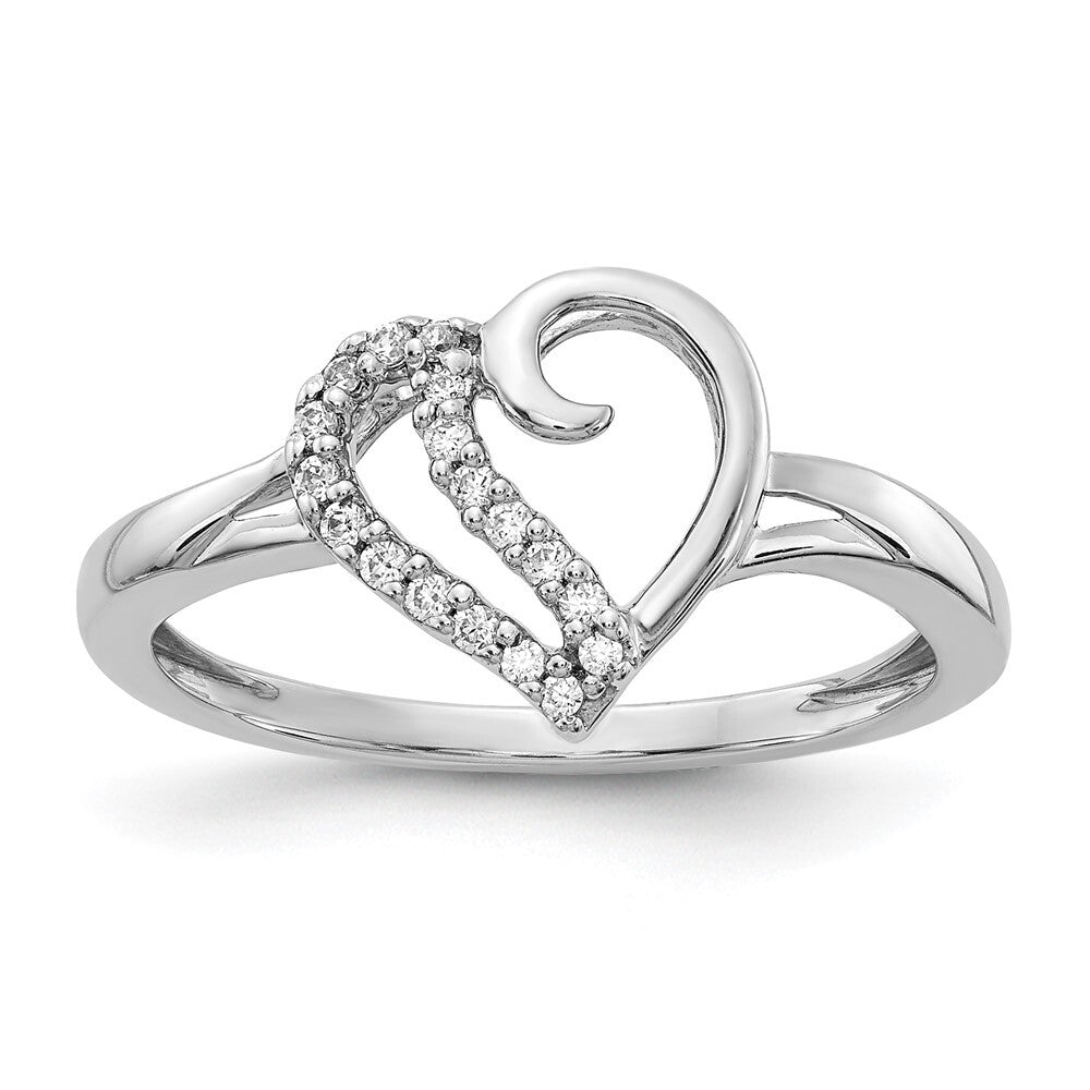 14k White Gold Diamond Heart Ring Size 6