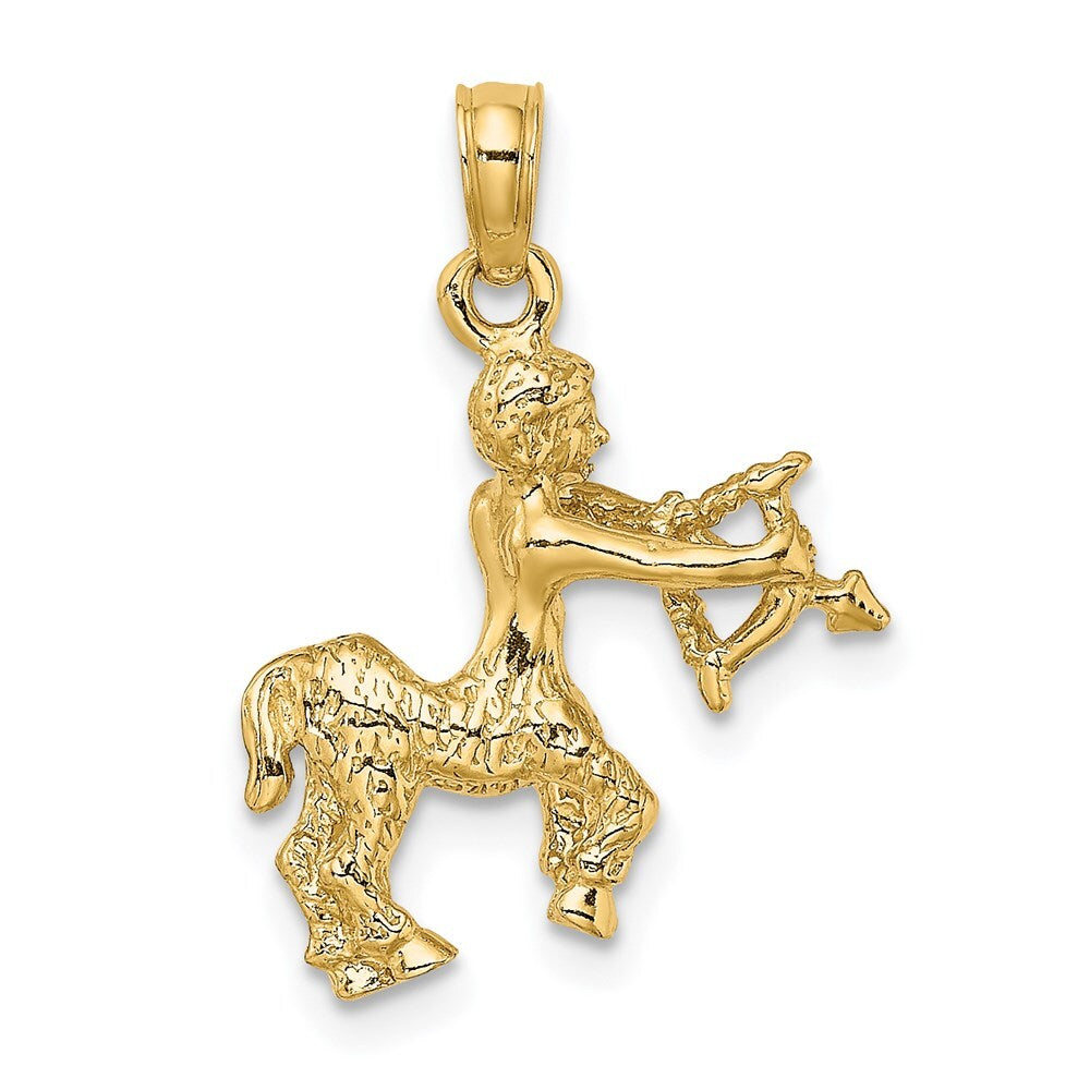 14k Yellow Gold 3-D Sagittarius Zodiac Charm Pendant for Women