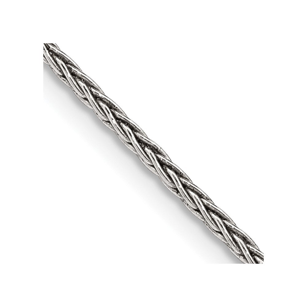 Sterling Silver Antiqued 1.6mm Solid Square Spiga Chain Necklace
