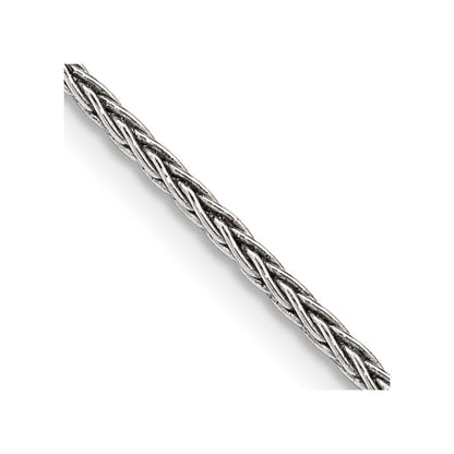 Sterling Silver Antiqued 1.6mm Solid Square Spiga Chain Necklace
