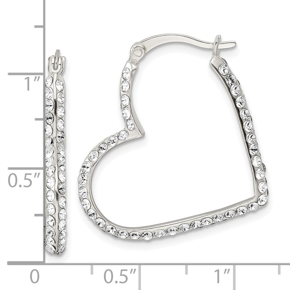 Sterling Silver Cubic Zirconia Heart Hoop Earrings
