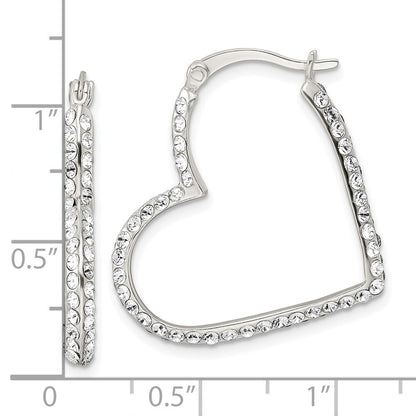 Sterling Silver Cubic Zirconia Heart Hoop Earrings