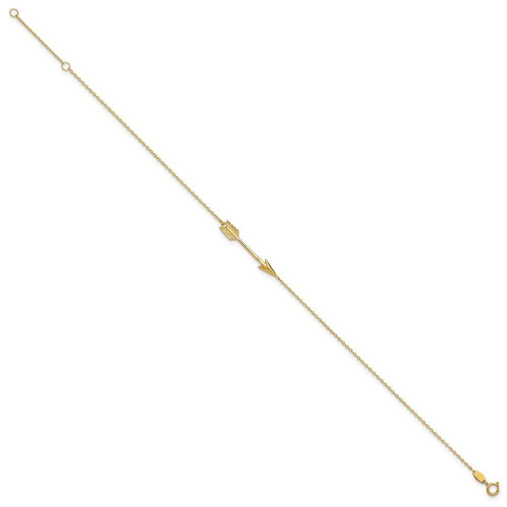 14k Yellow Gold Polished Arrow 11" Anklet