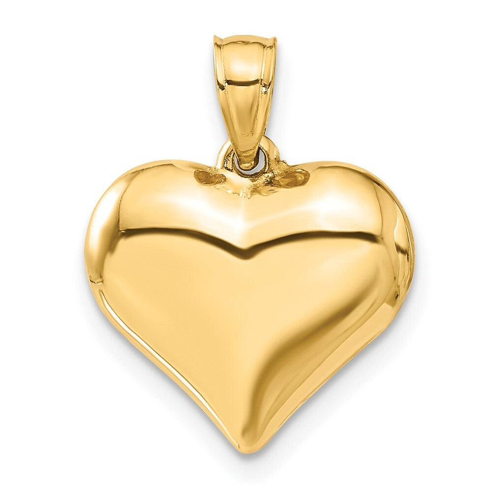 14k Yellow Gold Polished 3-D Puffed Heart Pendant for Women