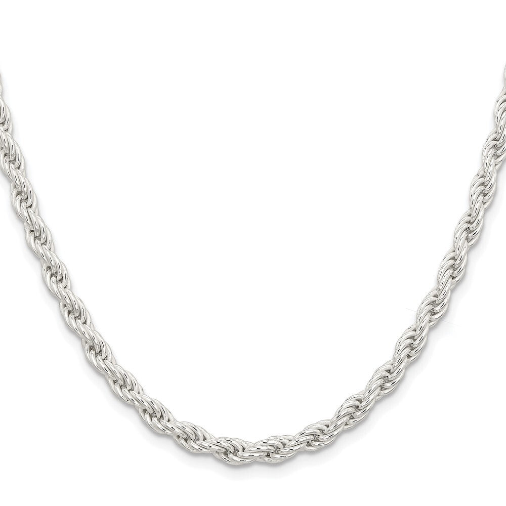 Sterling Silver Rhodium-plated 5mm Solid Rope Chain