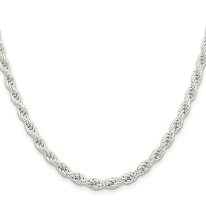 Sterling Silver Rhodium-plated 5mm Solid Rope Chain