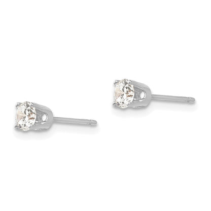 14k White Gold 3.75mm Cubic Zirconia Stud Earrings Gift for Women