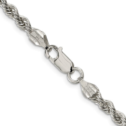 Sterling Silver 4.3mm Solid Rope Chain Necklace