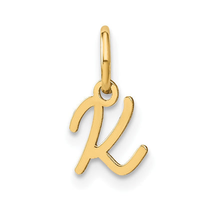 14k Yellow Gold Upper case Letter K Initial Charm Pendant for Women