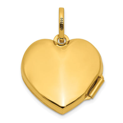 14k Yellow Gold Polished with Border 18mm Heart Locket Pendant for Women