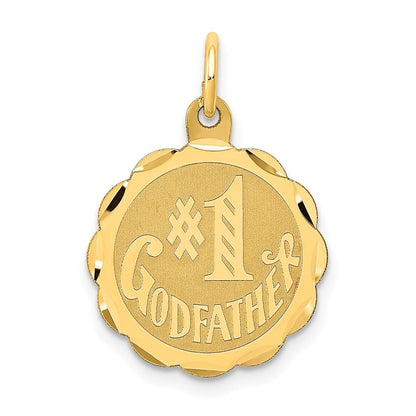 14k Yellow Gold #1 GODFATHER 19mm Engravable Disc Charm