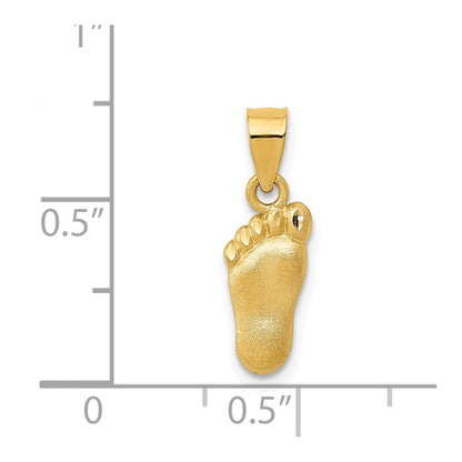 14k Yellow Gold Diamond-cut Foot Charm Pendant for Women