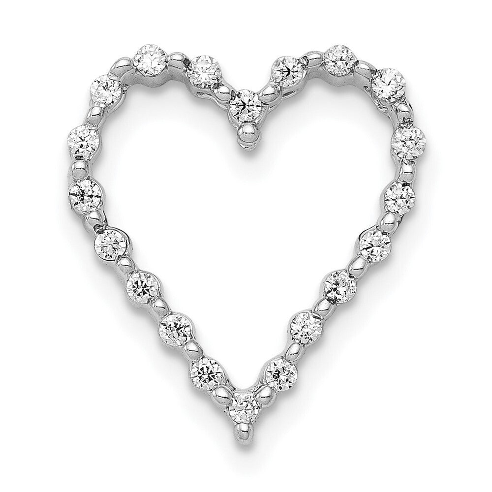14k White Gold 1/5ct. Diamond Heart Chain Slide Pendant for Women