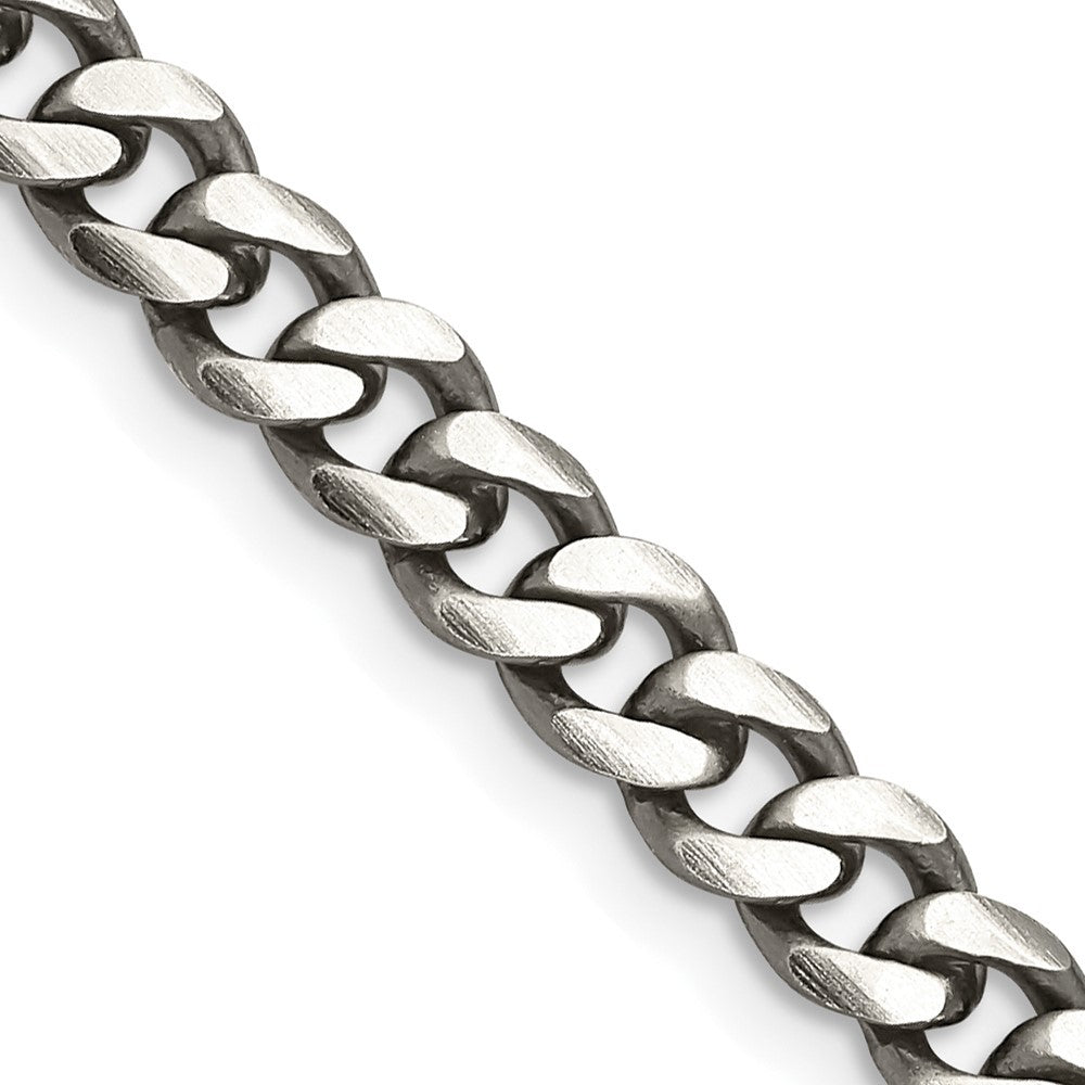 Sterling Silver Antiqued 6.0mm Curb Chain Necklace