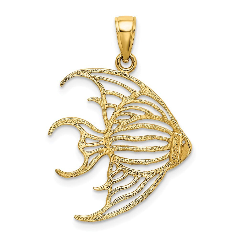 14k Yellow Gold Cut-Out Angelfish Charm Pendant for Women