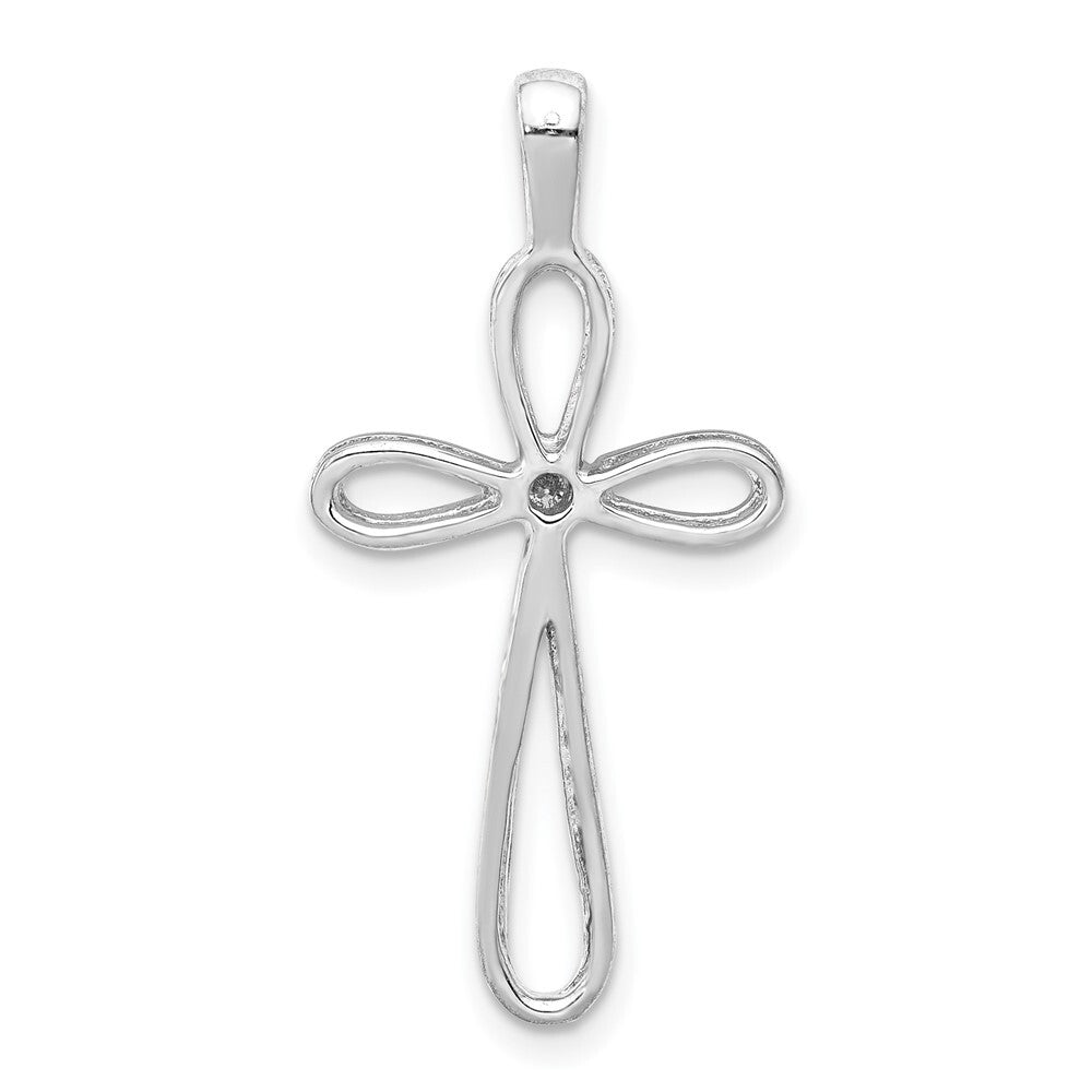 14k White Gold AA Diamond Cross Pendant for Women