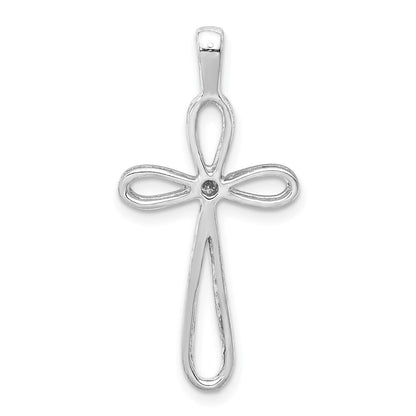 14k White Gold AA Diamond Cross Pendant for Women