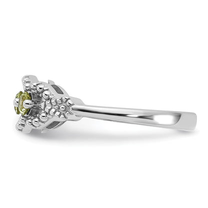 Sterling Silver Rhodium-plated Peridot Ring Size 6