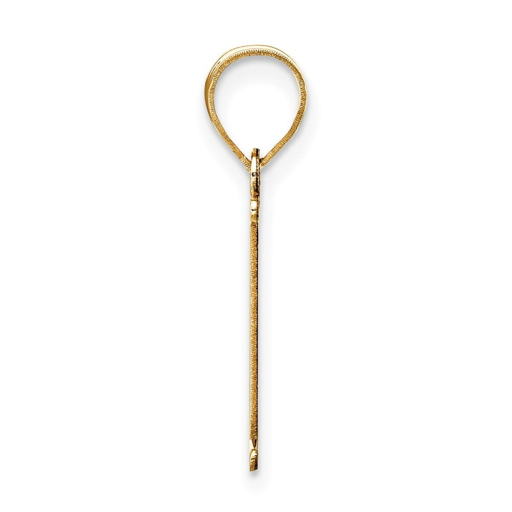 14k Yellow Gold Polished Etched Letter I Initial Pendant for Women
