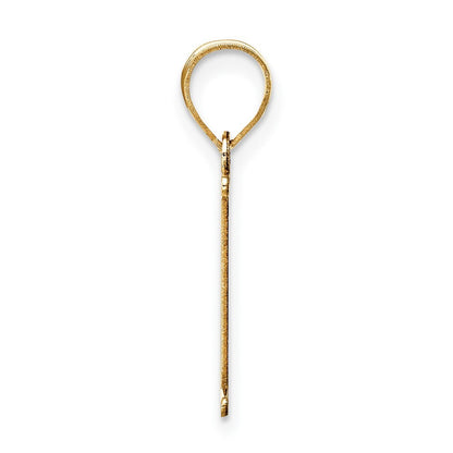 14k Yellow Gold Polished Etched Letter I Initial Pendant for Women
