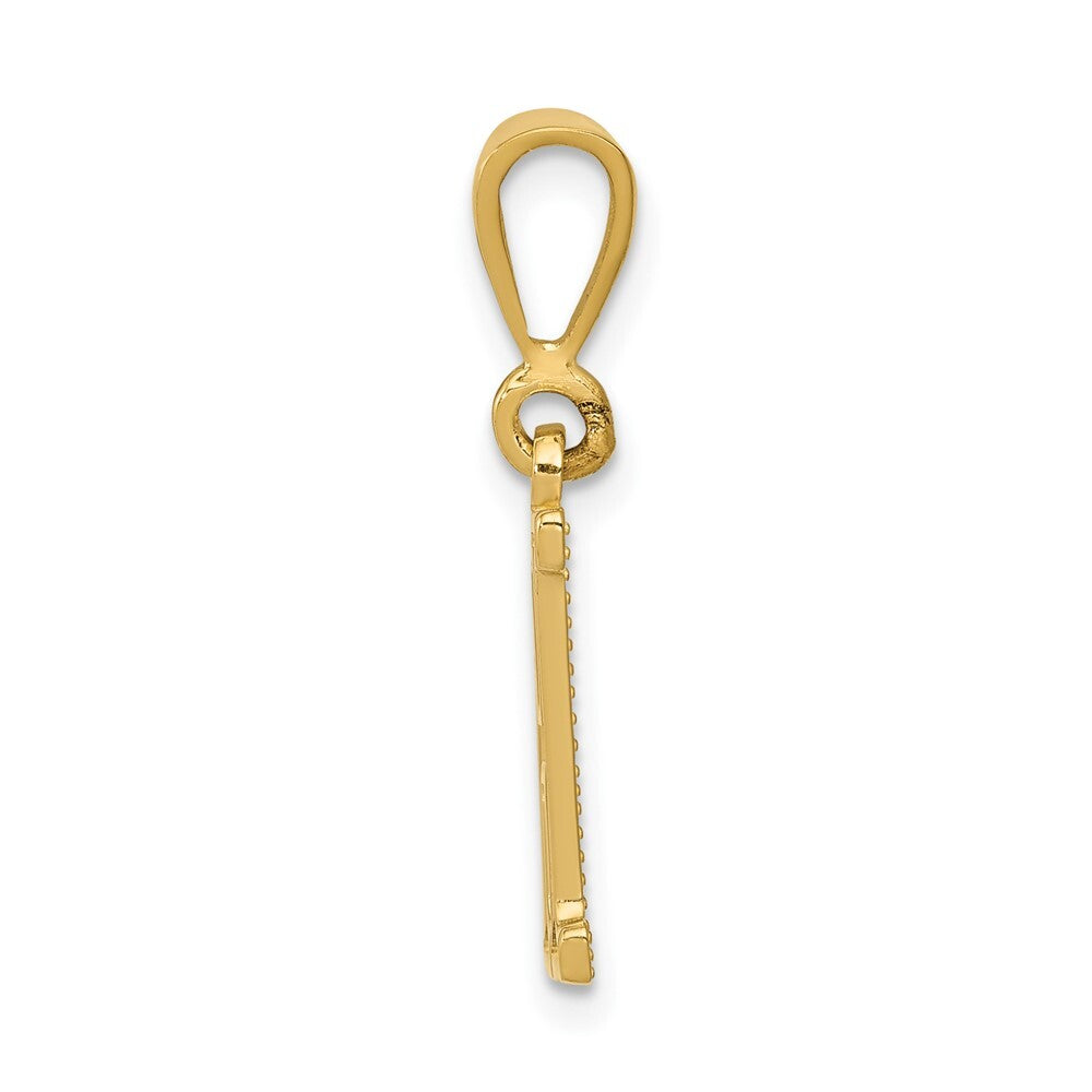 14k Yellow Gold Textured Initial H Charm Pendant for Women