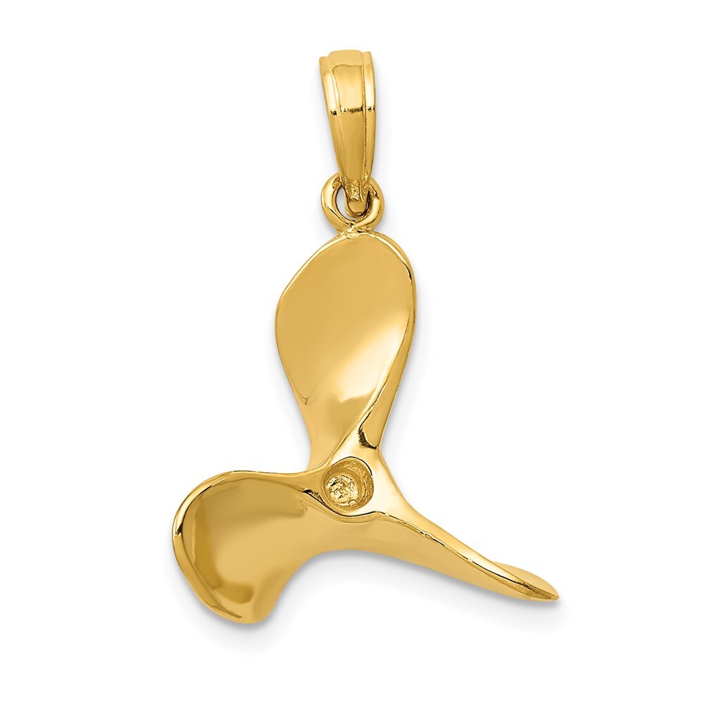 14k Yellow Gold Polished 3-D Propeller Pendant for Women