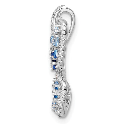 Sterling Silver Polished Blue & White Cubic Zirconia Butterfly Pendant