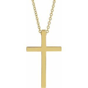 14k Yellow Gold 21.7x13.5 mm Cross Pendant Necklace 18"