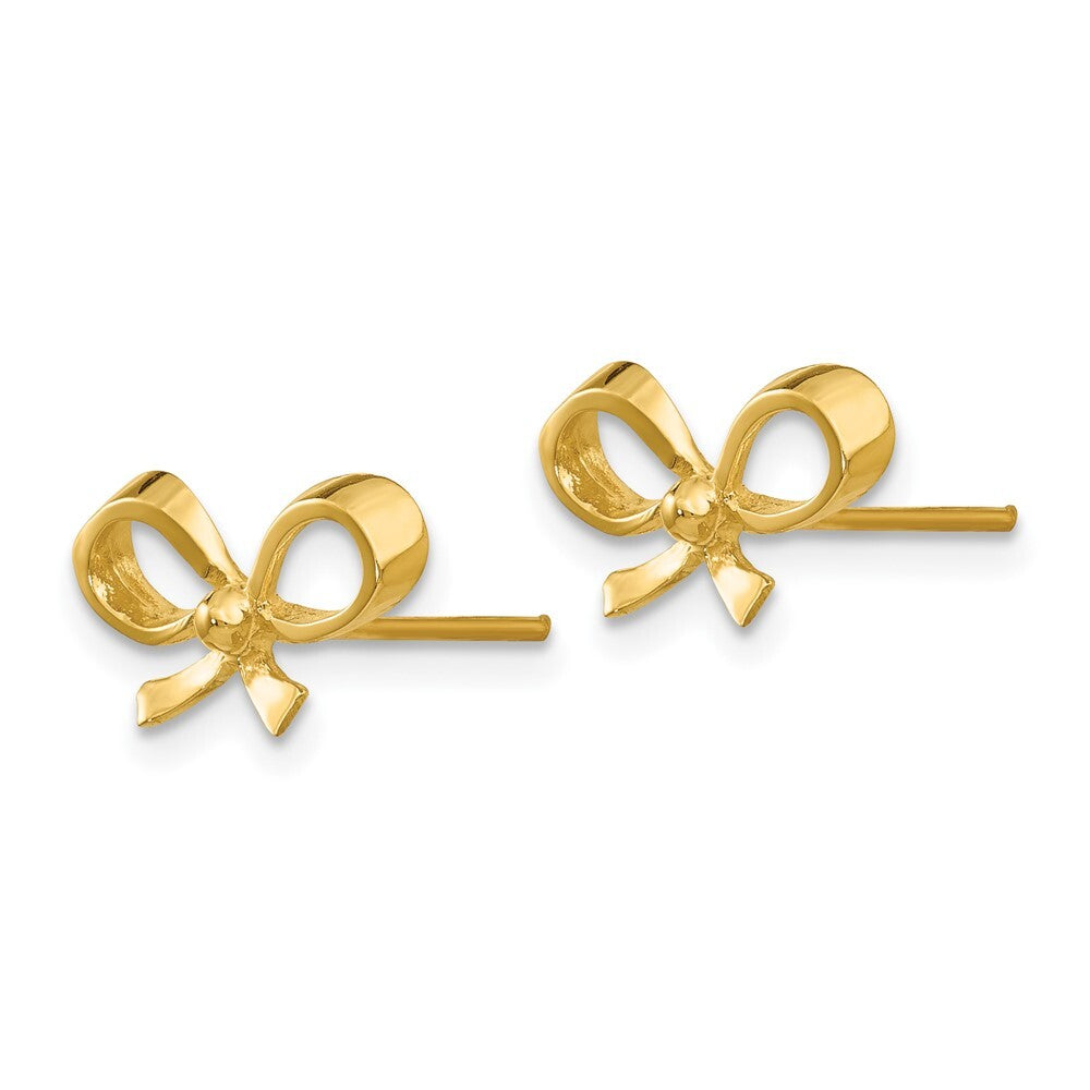 14k Yellow Gold Bow Stud Earrings