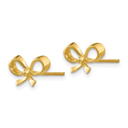 14k Yellow Gold Bow Stud Earrings