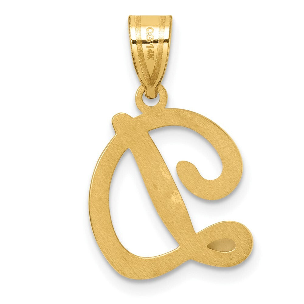 14k Yellow Gold Script Letter D Initial Pendant for Women