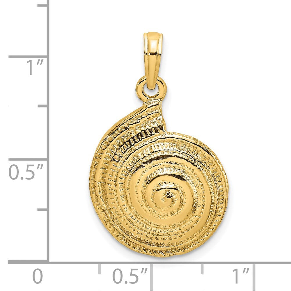 14k Yellow Gold Textured Troca Shell Charm Pendant for Women