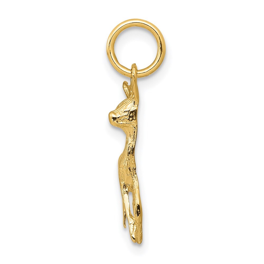 14k Yellow Gold Polished Open-Backed Deer Charm Pendant for Women