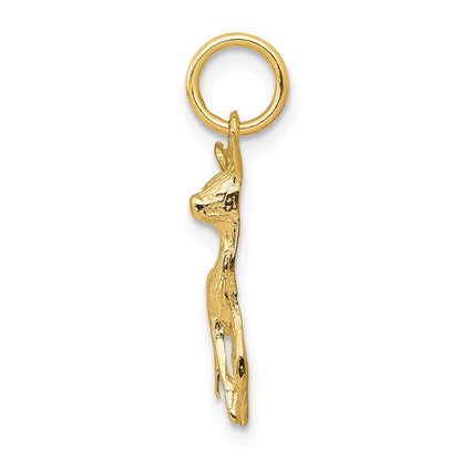 14k Yellow Gold Polished Open-Backed Deer Charm Pendant for Women
